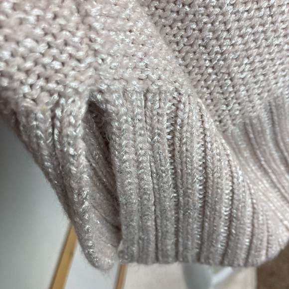 Chico's Soft Pink Silver Metallic Cowl Neck Sweater w/ 3/4 sleeves oversized - Picture 6 of 11